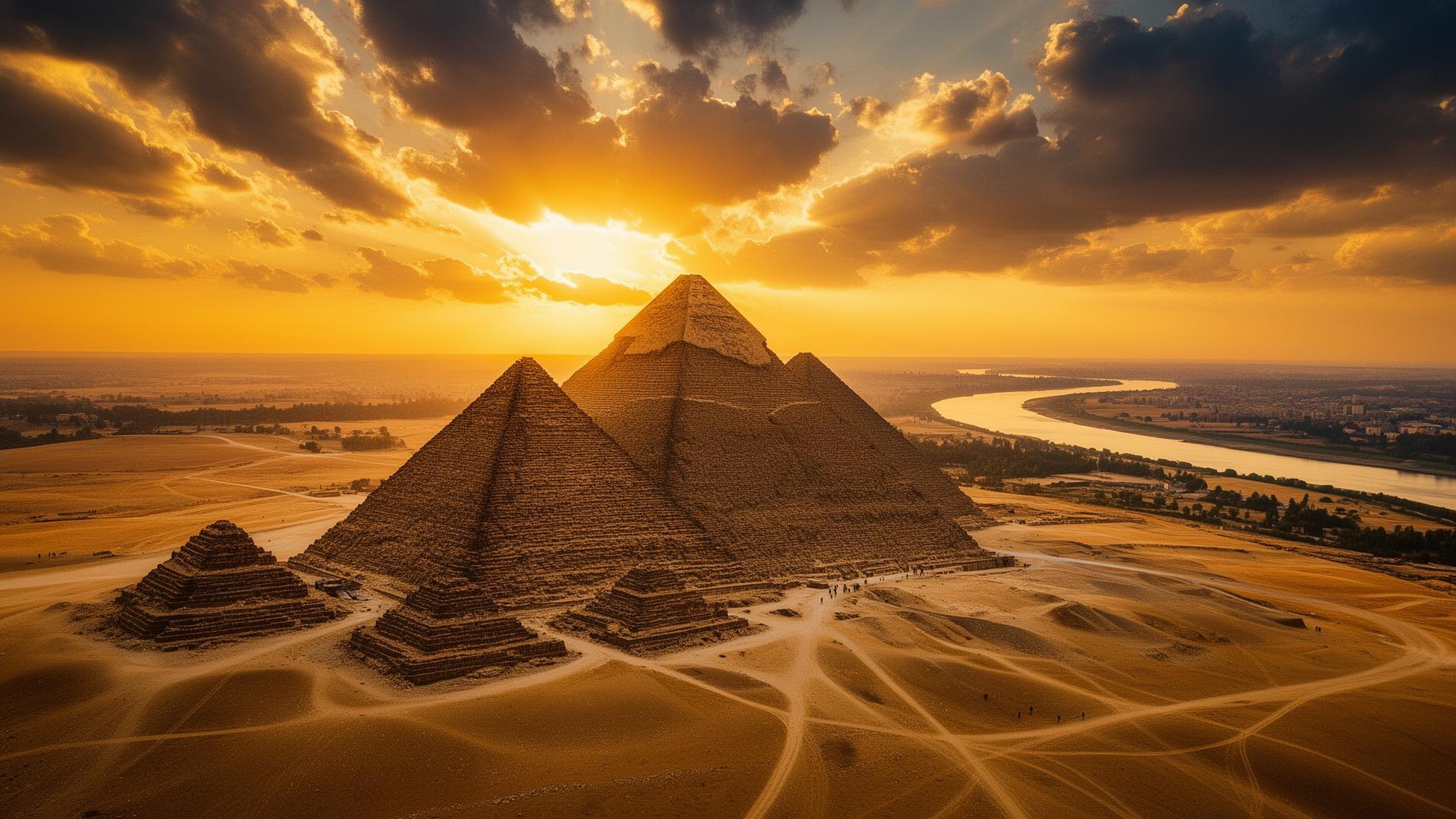 Egyptian Pyramids at sunset